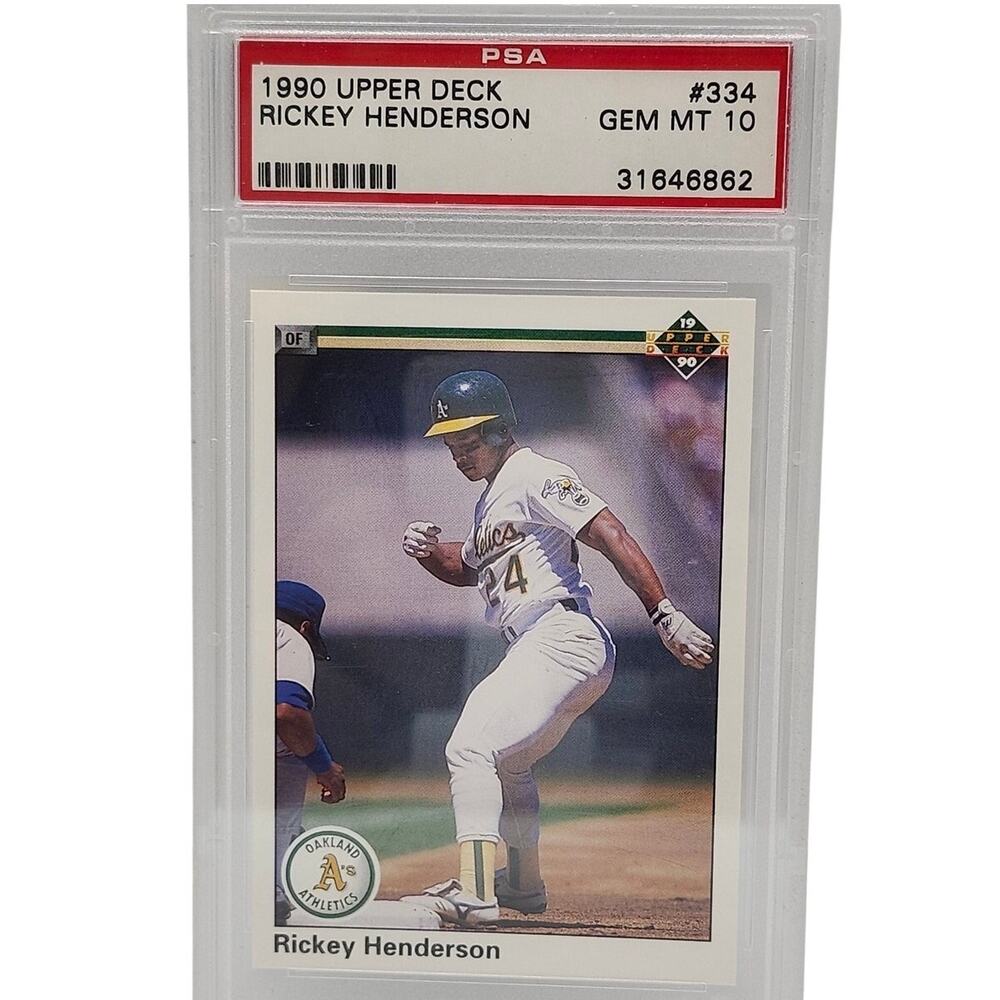 1990 Upper Deck Rickey Henderson 334 Oakland Athletics PSA 10 GEM MINT Baseball